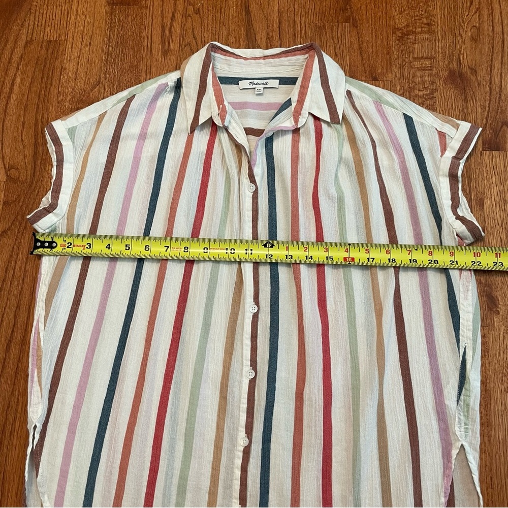 Madewell Gauze Central Tunic Shirt in Rainbow Stripe size XXS - Picture 14 of 14